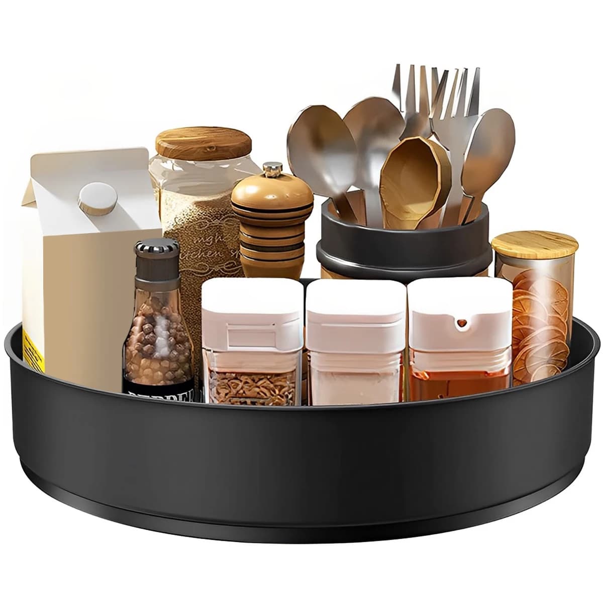 Organizzatore per giradischi a strati in acciaio inossidabile, portaoggetti da cucina multifunzione, vassoi decorativi, portaspezie rotante, accessori da cucina