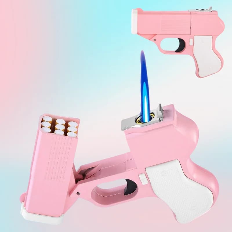 La nuova scatola di sigarette integrata con pistola accendino gonfiabile antivento con fiamma spray può contenere accendisigari spessi, medi e fini