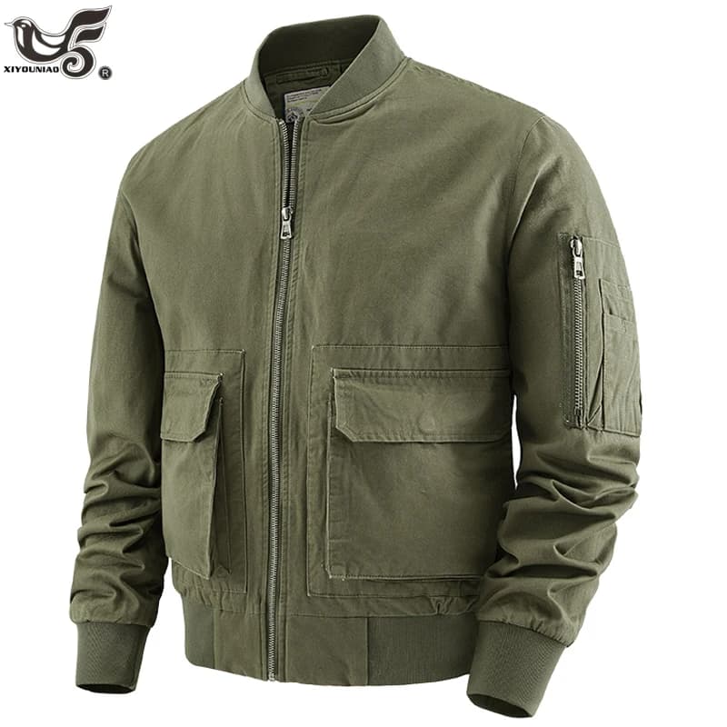 High Quality 100% Cotton Winter Jacket Men Pilot Flight Coat Men's Spring Streetwear Vintage Cargo Bomber Jacket Men Clothing