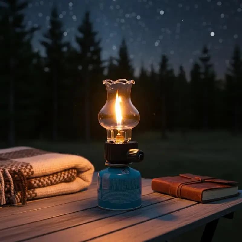 Compact Portable Butane Gas Light Outdoor Camping Fishing Picnic Mini Night Candle Lamp