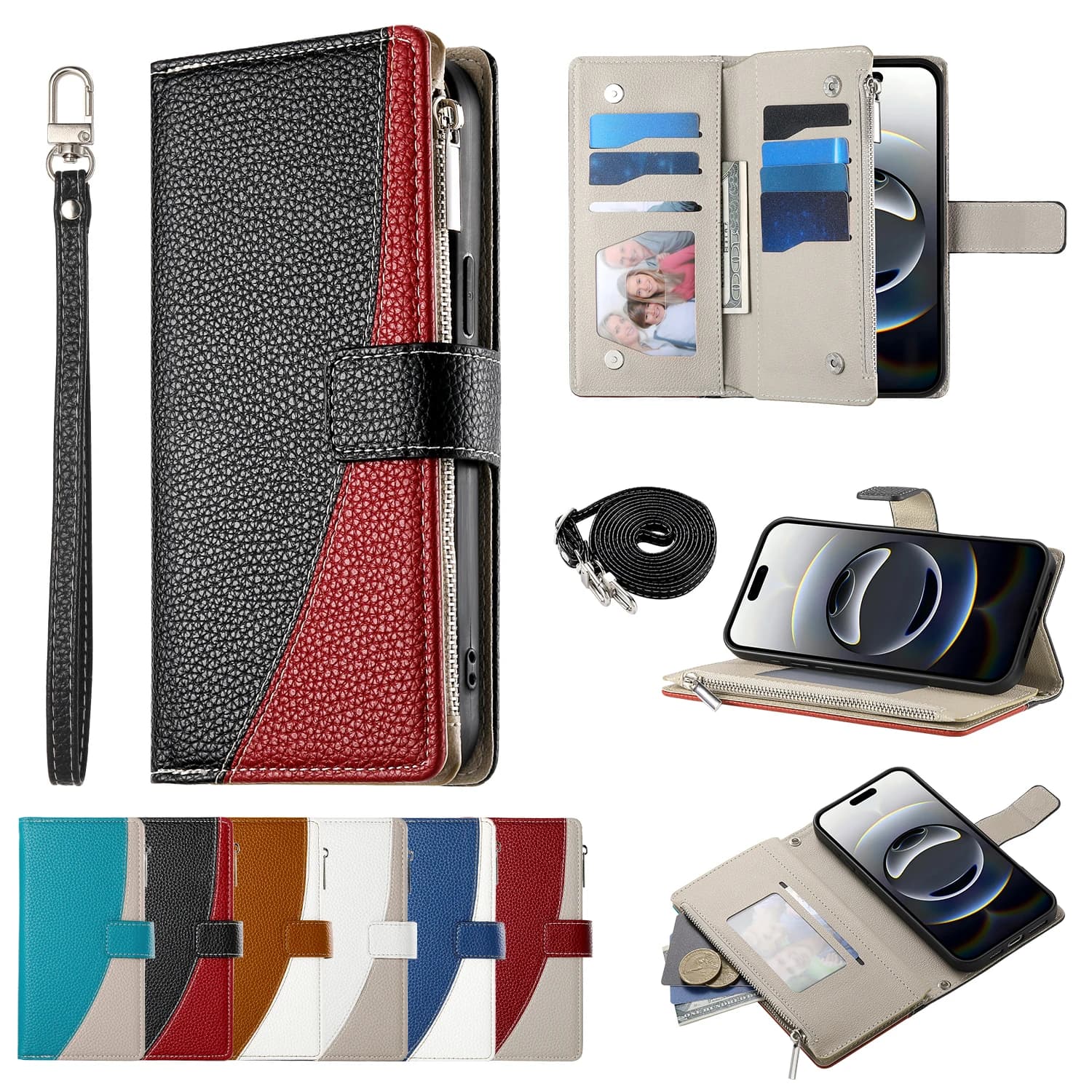 Leather Card Holder Phone Case For OPPO Reno 14 14F 13 13F 12 12F 11 11F 10 Pro 5G Wallet Flip Cover