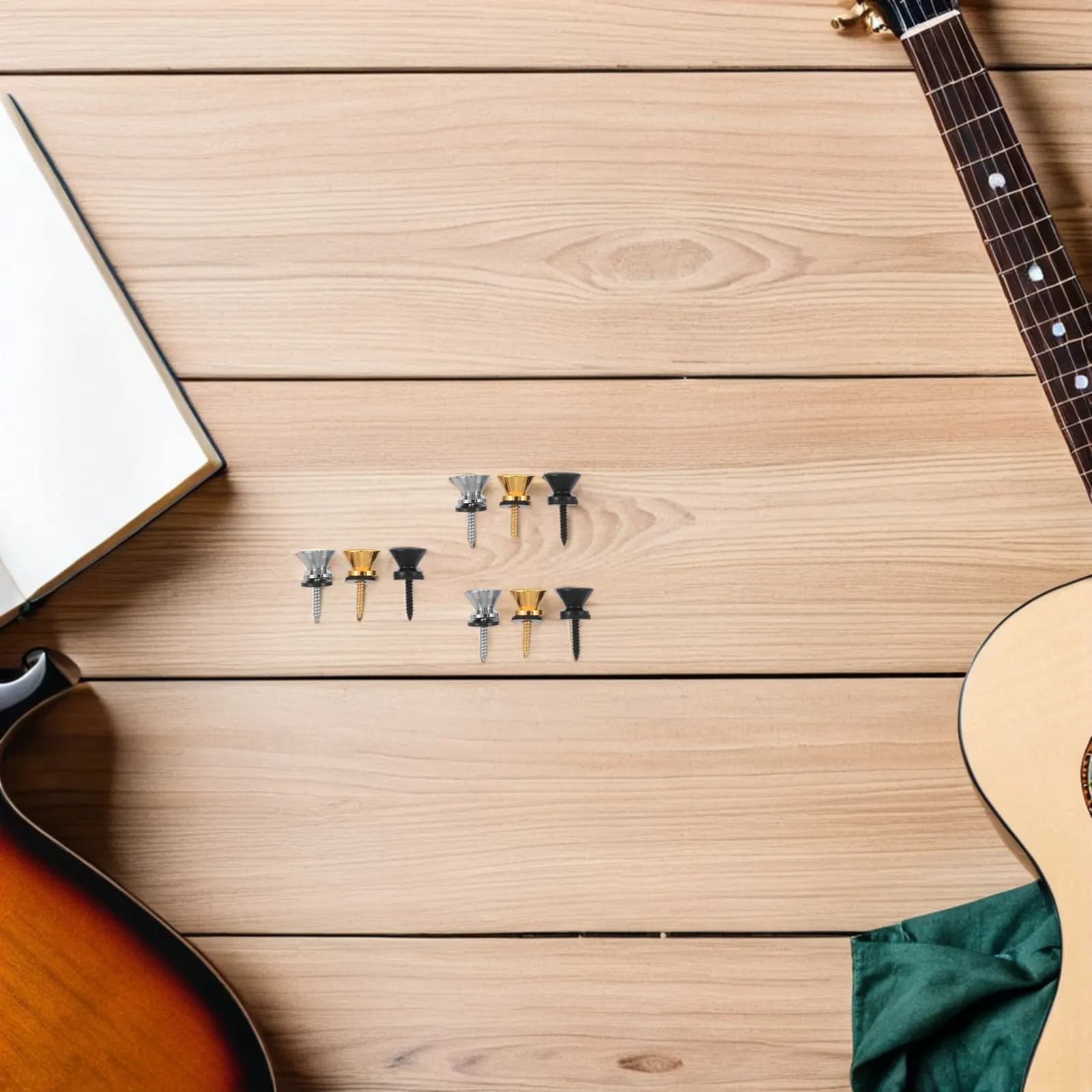 24Pcs Guitar Strap Locking Pins Heavy Duty Metal Strap Buttons Secure Locks for Acoustic Electric Bass Ukulele Banjo Parts