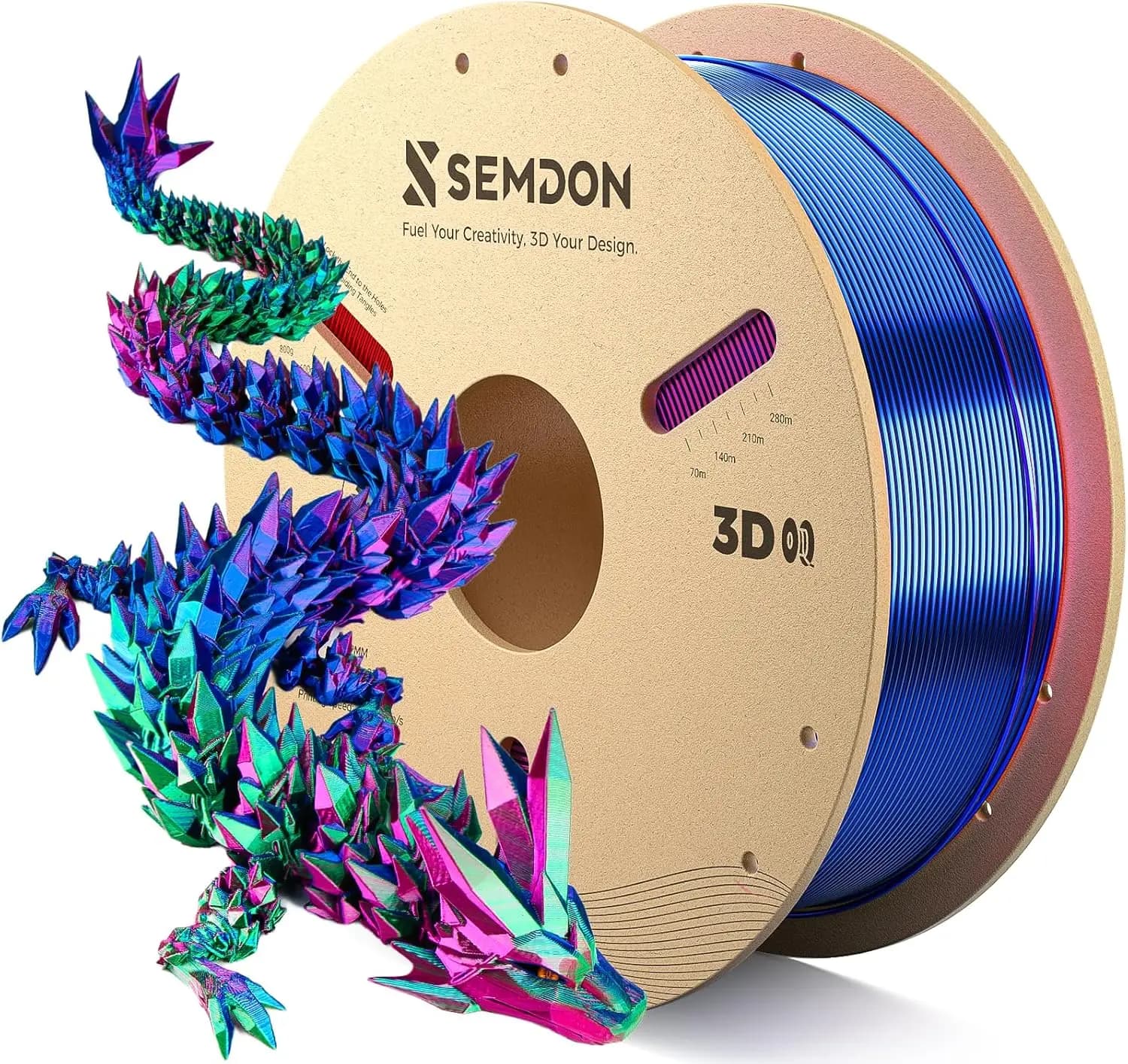 Filamento PLA Seta Arcobaleno Tricolore Sfumato 1.75mm ±0.02mm per Stampanti 3D Ender 3 V2, Litofania, Bobina da 1KG Rosso/Blu/Verde