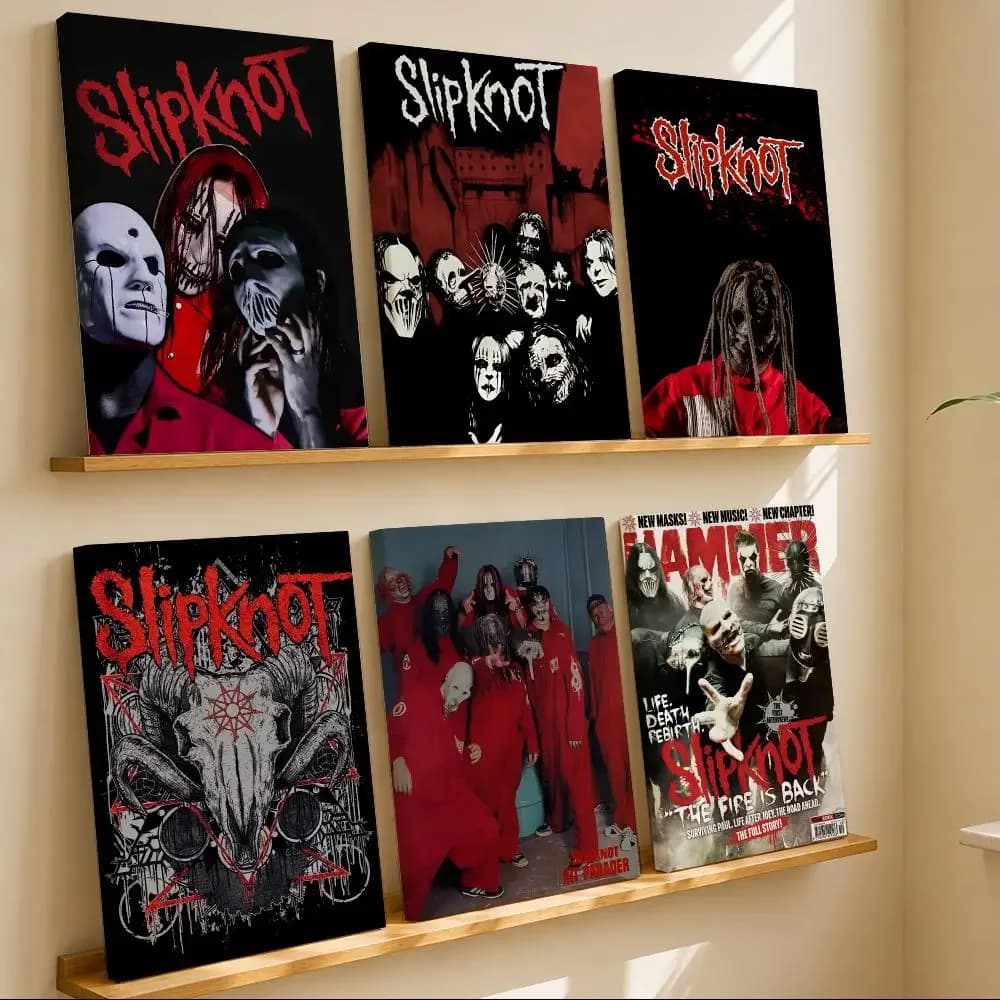 Rock Band S-S-Slipknot Metal Framed Wall Painting Canvas Art Poster with Solid Wood Frame for Living Room Home Decor