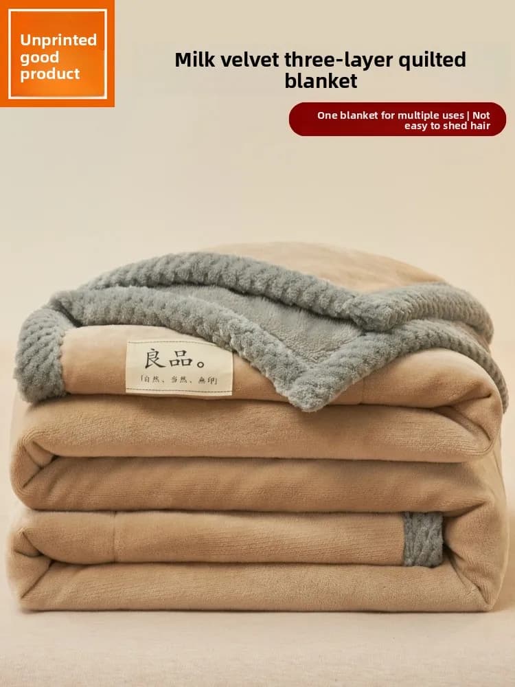 Thickened Milk Velvet Coral Fleece Blanket Winter Office Nap Sofa Cover Blanket Modern Simple Style High Breathability Warmth