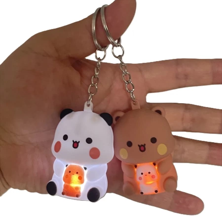 Bubu Dudu Say I Love You Voice Toys Portachiavi Yier Panda Bear Incandescente Anime Figure Telefono Ornamento Borsa Decorazione Coppia Regali