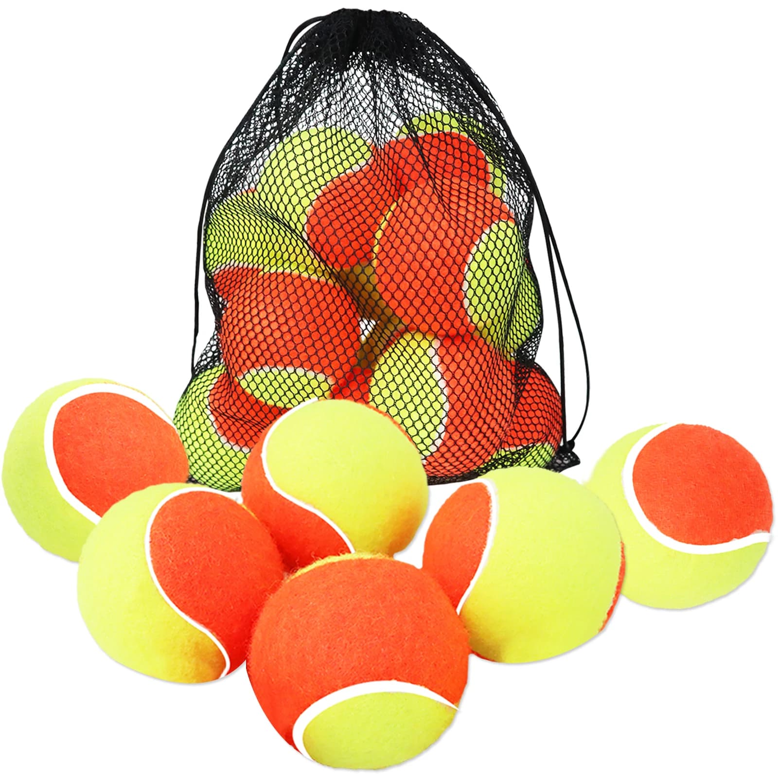 Set di palline da tennis per bambini da 6 pezzi, palline da tennis da allenamento senza pressione, elastiche morbide, a bassa compressione, con borsa per il trasporto per giovani principianti