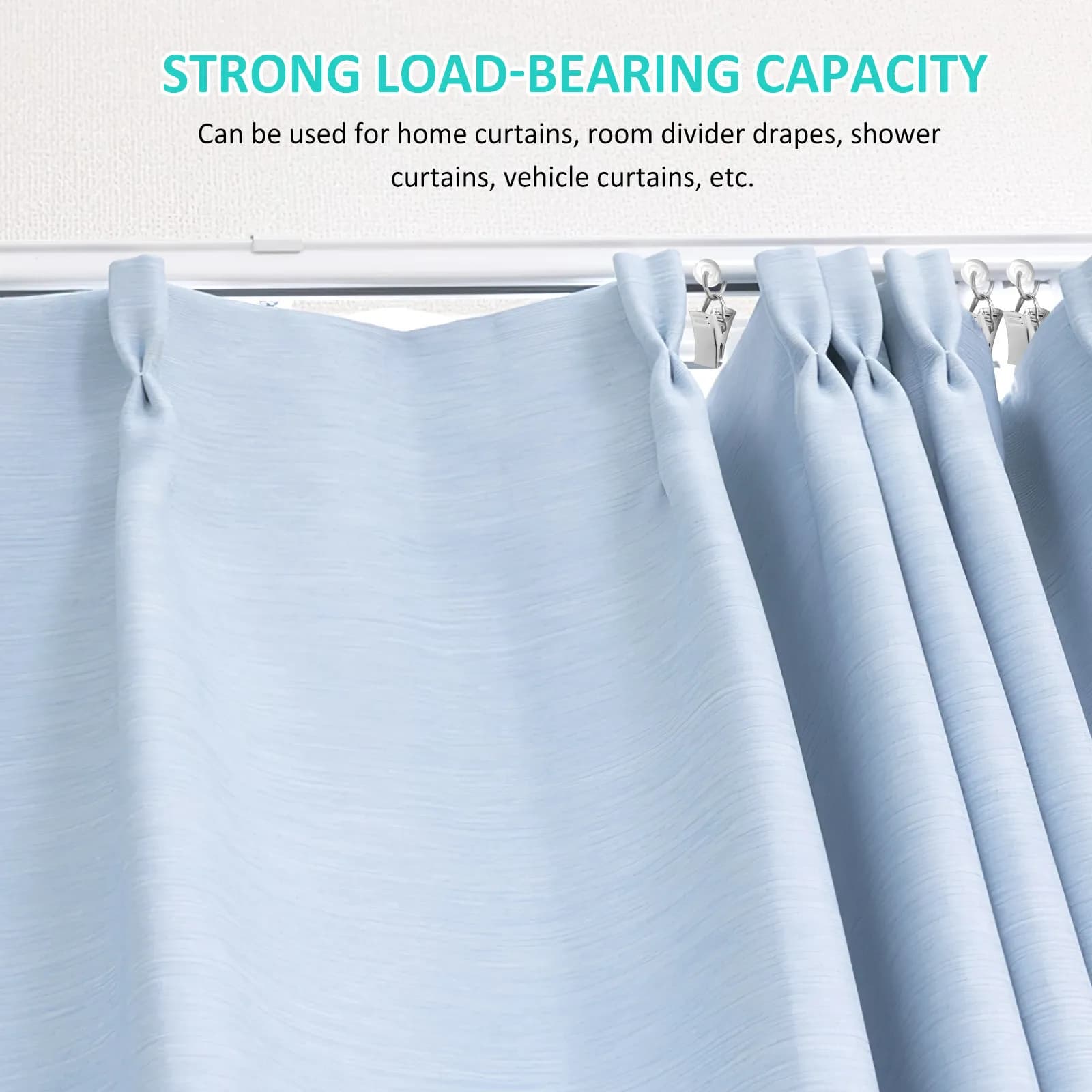 50Pcs Curtain Glider Clips Iron Smooth Rolling Roller Hooks Secure Hold Curtain Track Accessories for Drapes Room Dividers