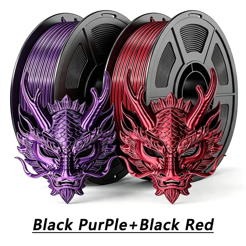 3D Printer Filament PLA silk black purple and PLA silk black red 1.75mm 3D Printing Filament 250gx2 Independent vacuum packaging