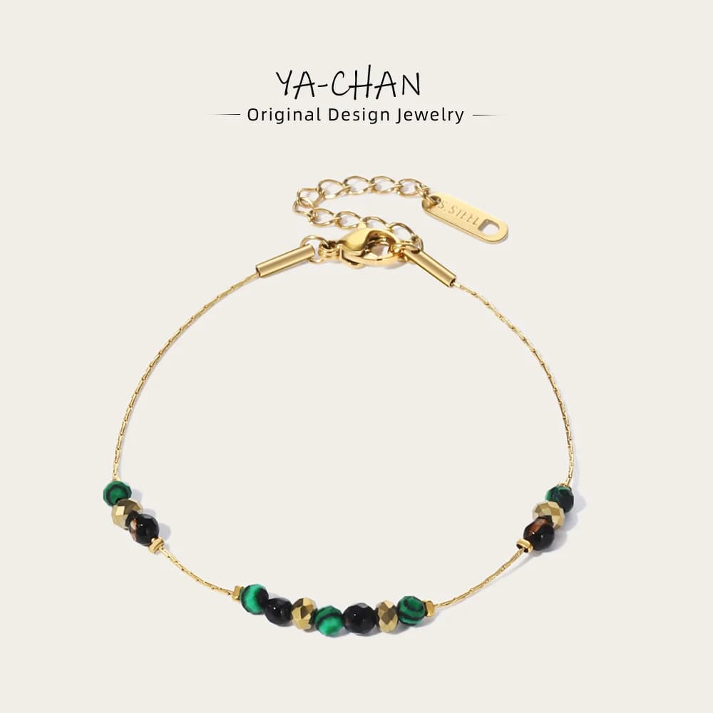 YACHAN catene di perline in acciaio inossidabile bracciale spsic per donna perline fatte a mano bracciali a catena placcati oro 18K 2023 gioielli alla moda