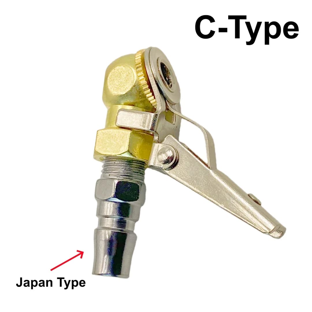 Gonfiatore con clip per mandrino ad aria a sfera chiusa per tubo flessibile del compressore d'aria di tipo C (tipo giapponese) Morsetto di gonfiaggio dei pneumatici con bloccaggio automatico