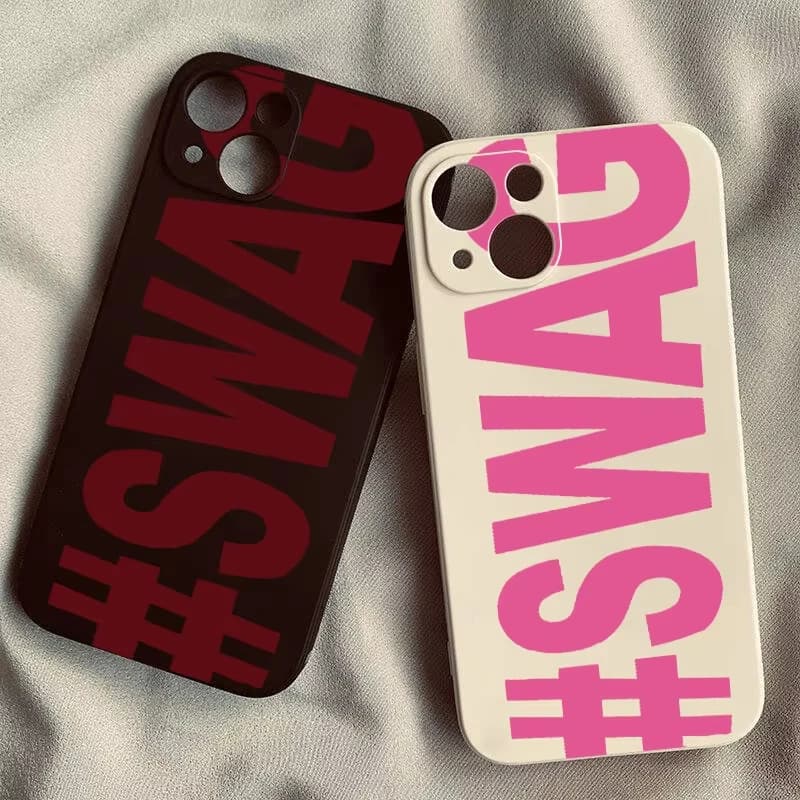 Luxury English Letter SWAG Phone Case For iPhone 17 Air 16 15 Pro Max 11 12 14 Plus 13Mini XS XR Shockproof Silcone Cover Fundas