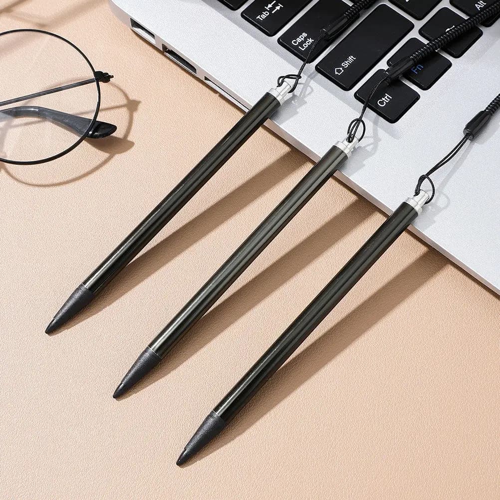Set di 6 Penne Stilo Resistenti in Metallo con Cordoncino Anti-Smarrimento, Penna di Precisione per Touchscreen, Tablet, Disegno e Scrittura