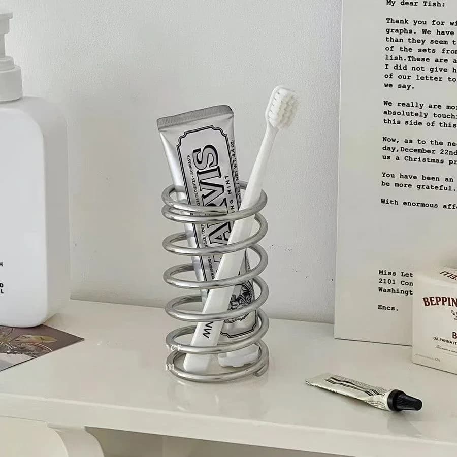 Portaspazzolino in acciaio inossidabile Accessori da bagno in metallo Strumento per dentifricio Portaoggetti per pennelli per trucco Spazzolino per la decorazione della casa