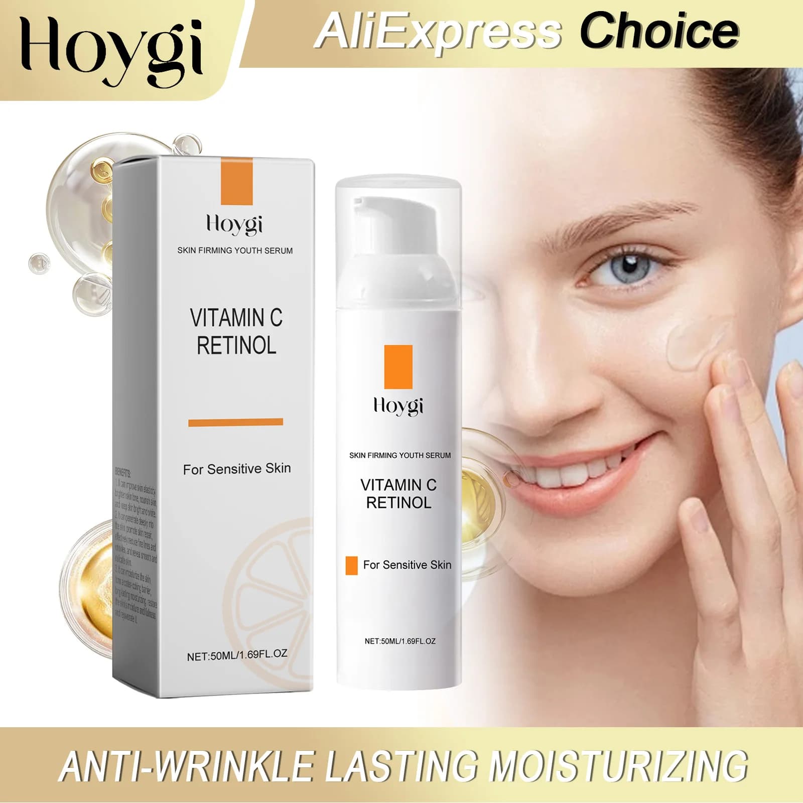 HOYGI Siero al retinolo alla vitamin C Reduce pores Dissolvency Slim line Improves dark spots Skin clearing Hydrating smooth daily care 50ml