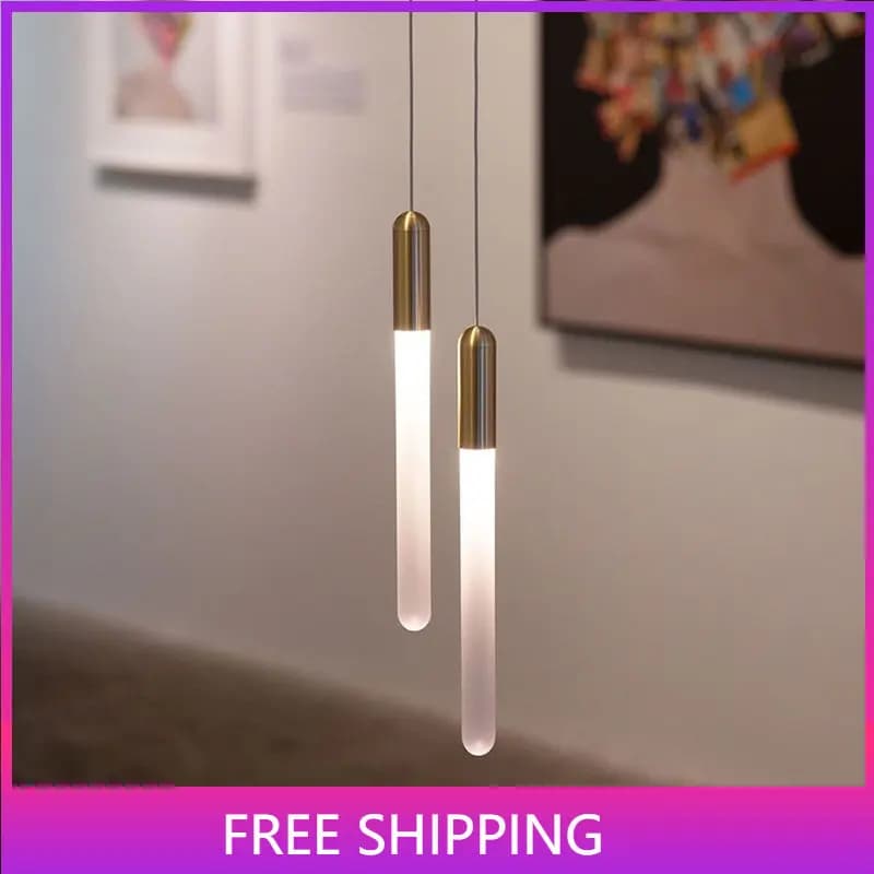 Moderna lampada a sospensione lunga a Led per scale camera da letto comodino bagno lampada a sospensione soffitto lampadario Droplight decorazione della casa