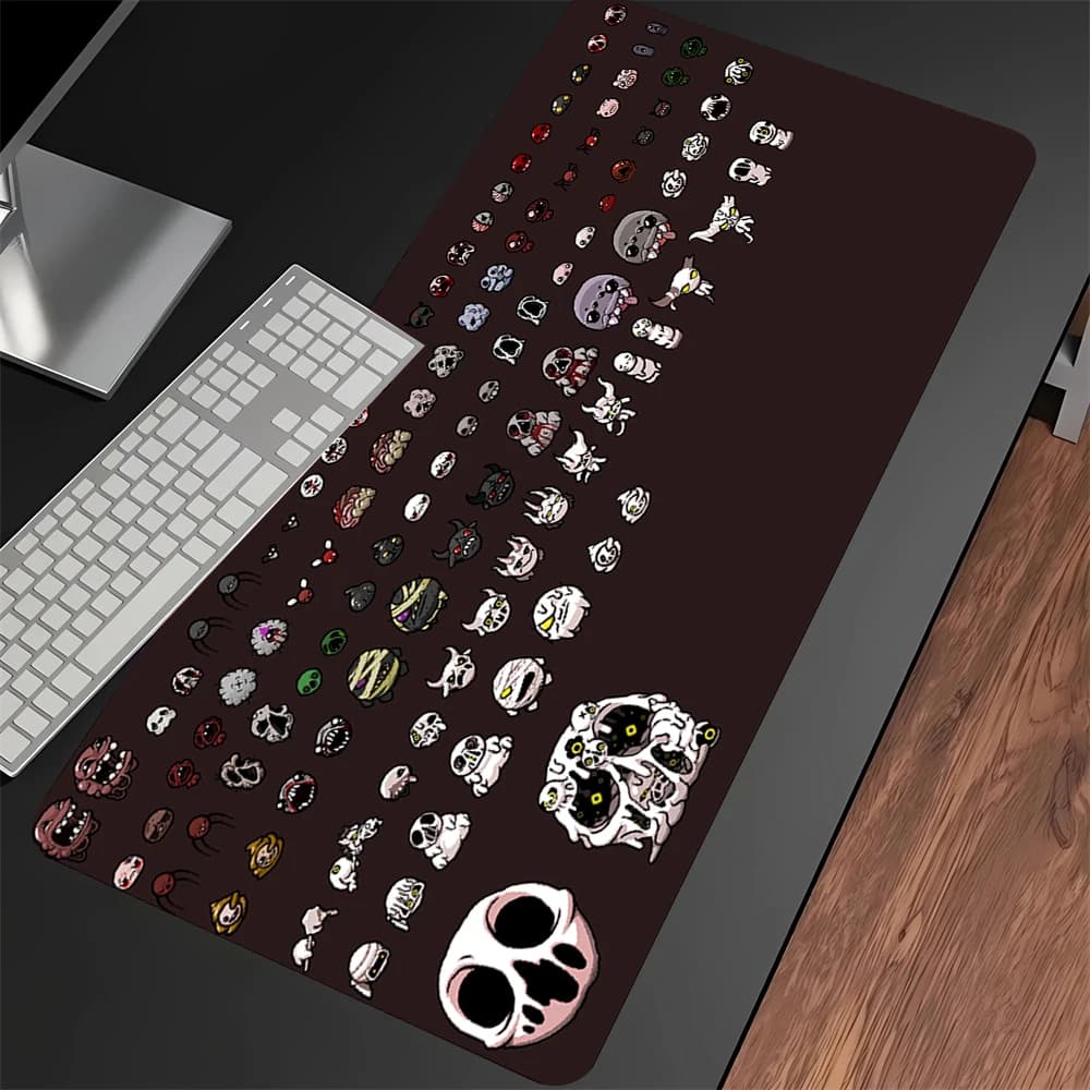 Tappetino per mouse e tastiera, tappetino lungo con bordi cuciti, accessori da scrivania, tappetino da ufficio, tappetino per mouse da gaming The Binding Of Isaac