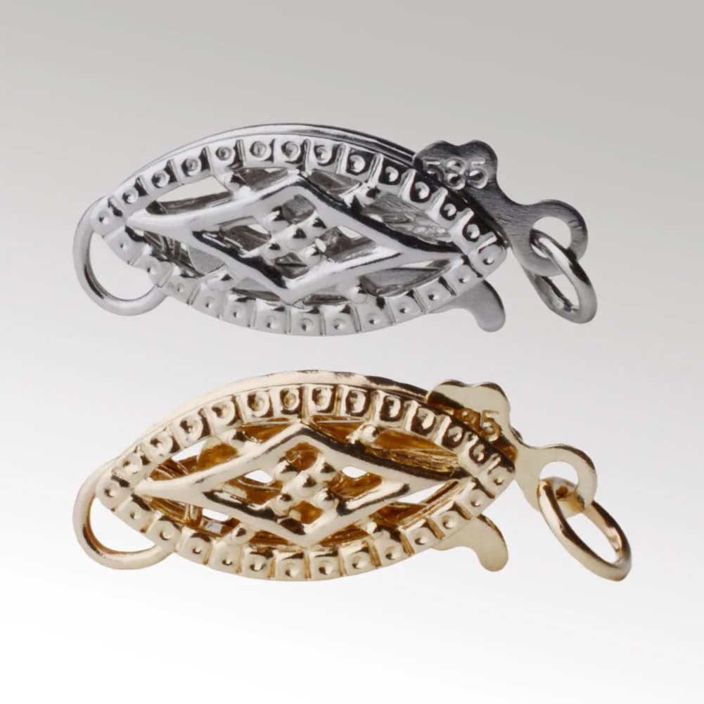 AU585 Chiusura in oro 14 carati per la creazione di gioielli, chiusura con amo da pesca in filigrana in oro giallo 14 carati per risultati di gioielli con bracciale e collana