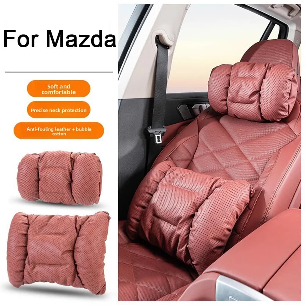 Cuscino poggiatesta traspirante in pelle PU per auto, supporto lombare, cuscino per il collo per Mazda 2 3 5 6 Atenza CX-3 CX-4 CX-5 CX-7 CX-8