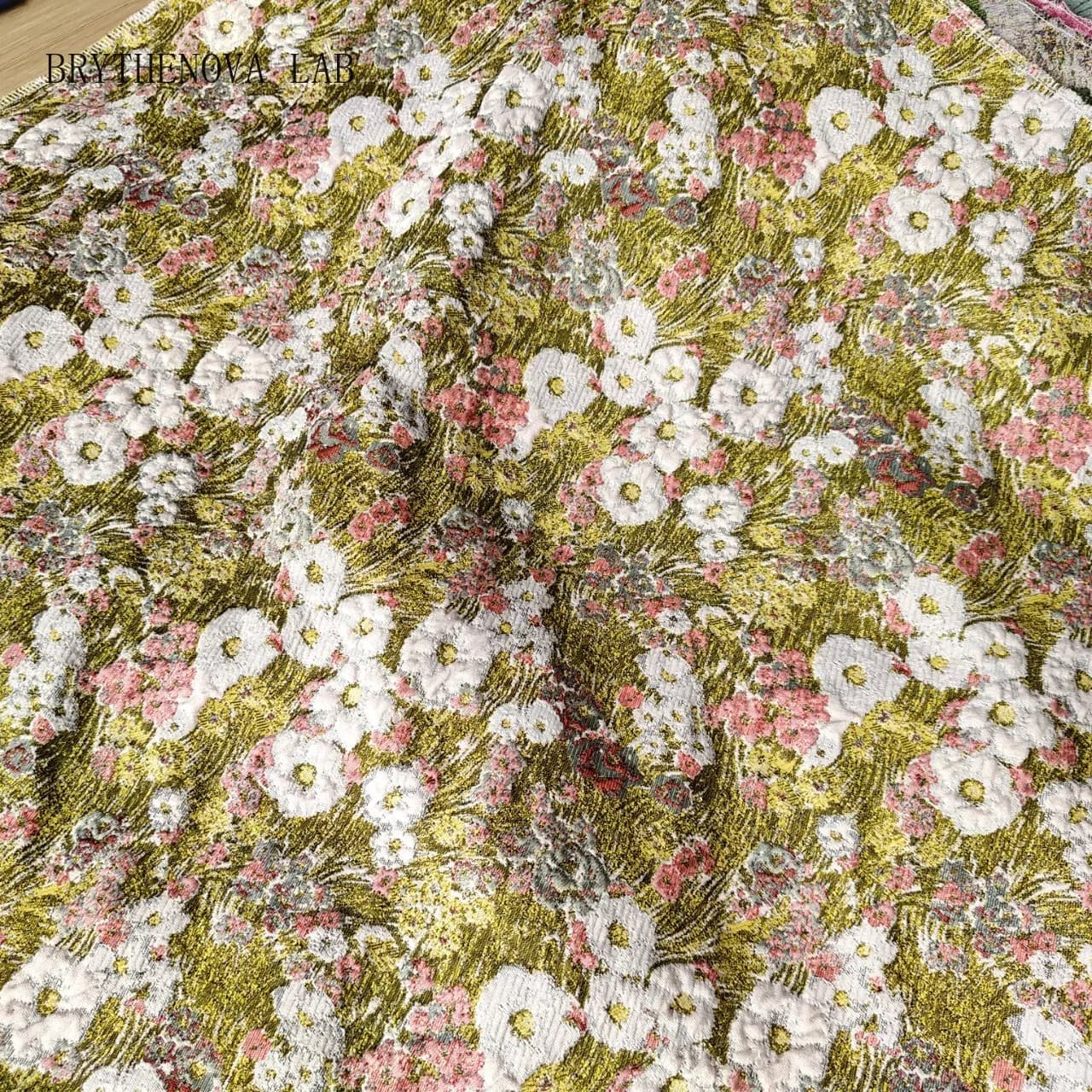 Yarn-dyed Rustic Style Floral Embossed Jacquard Fabric Skirt Bag Cloth Decorative Fabrics Material Sewing