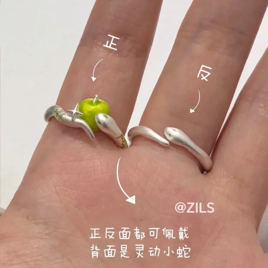 1 anello Apple & Spirit Snake, design aperto, minimalista e alla moda, per l'uso quotidiano e per le feste, spedizione gratuita