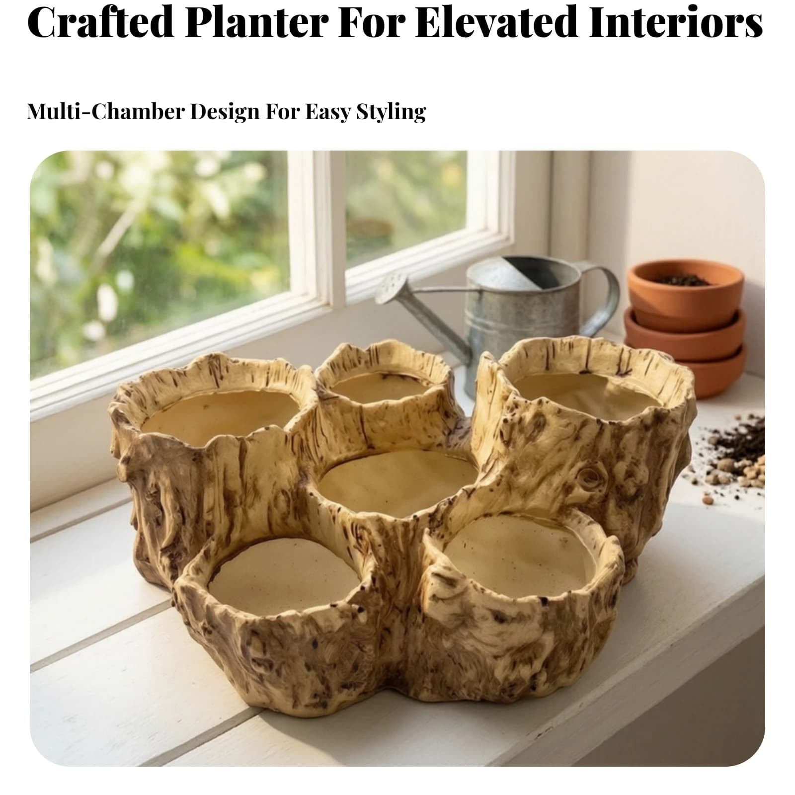 Tree Stump Planter Compact Stump Planter Multi-Opening Plant Pot Realistic Log-Like Pot Decorative for Succulent Lovers