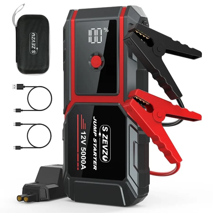 S ZEVZO Batteria per auto Avviamento di emergenza 5000A Batteria di avviamento di emergenza per motori a gas fino a 10,0 litri e diesel da 8,0 litri Salto portatile 12V