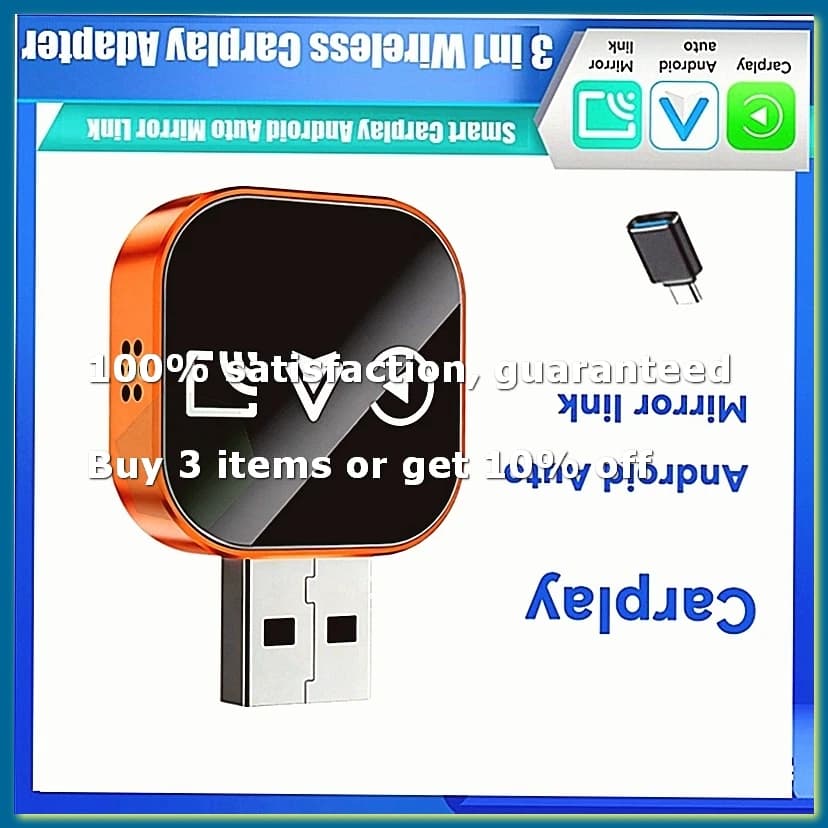 Wireless Carplay 3 In1 Smart Mirror Link Carplay Android Auto USB Dongle Adapter Wired Carplay to Wireless Plug Play
