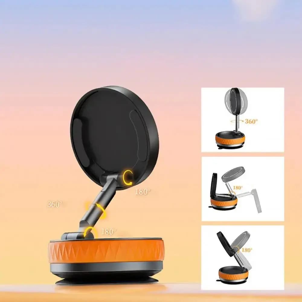 Doppio 180 ° Supporto per telefono con aspirazione sottovuoto con angoli regolabili Supporto per auto magnetico pieghevole a mani libere antiscivolo con rotazione di 360 gradi