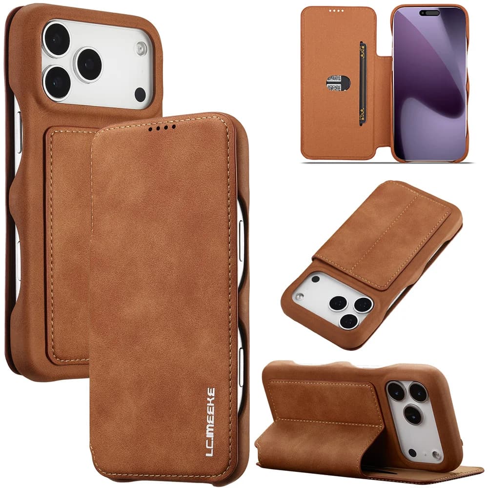 Magnetic Phone Case with Leather Vibration for IPhone 17 16 Pro Max Air 15 14 Plus 13 12 11 Pro Max Wallet Card Slot Case