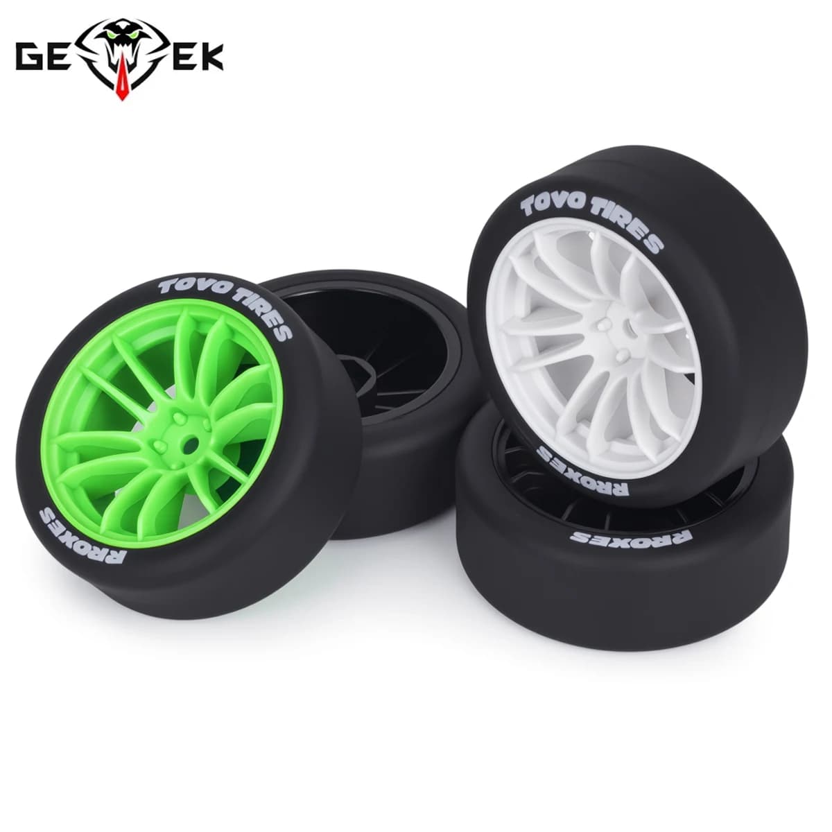 4 Pezzi Pneumatici Rigidi per Drift con Mozzo Esagonale da 12mm per Auto RC 1/10, Auto da Strada, Tamiya TT01 TT02 XV01 PTG-2 Kyosho HPI HSP