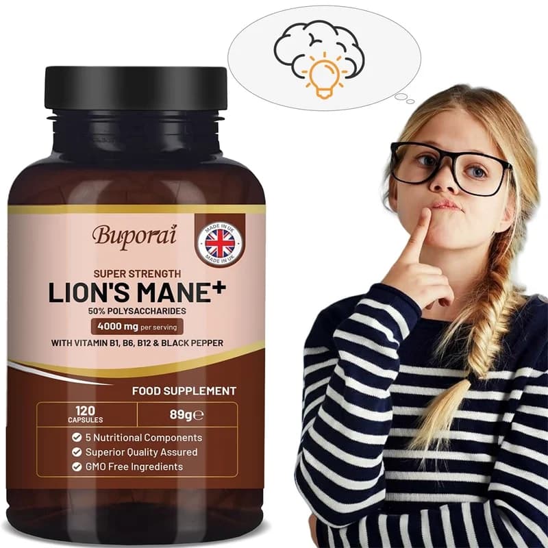 Lions Mane Mushroom Supplement: Improves Thought, Concentration and Efficiency of Work, Improves Memory and Supports Brain Health