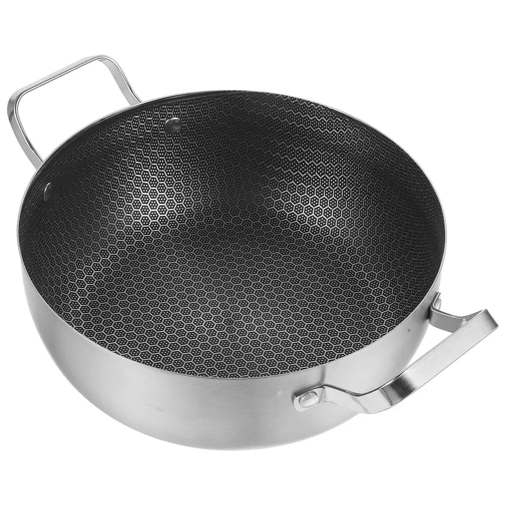 Stainless Steel Multipurpose Kitchen Pot 20Cm with Double Handle, Anti-adhesive and Reinforced, for Soups and Fries