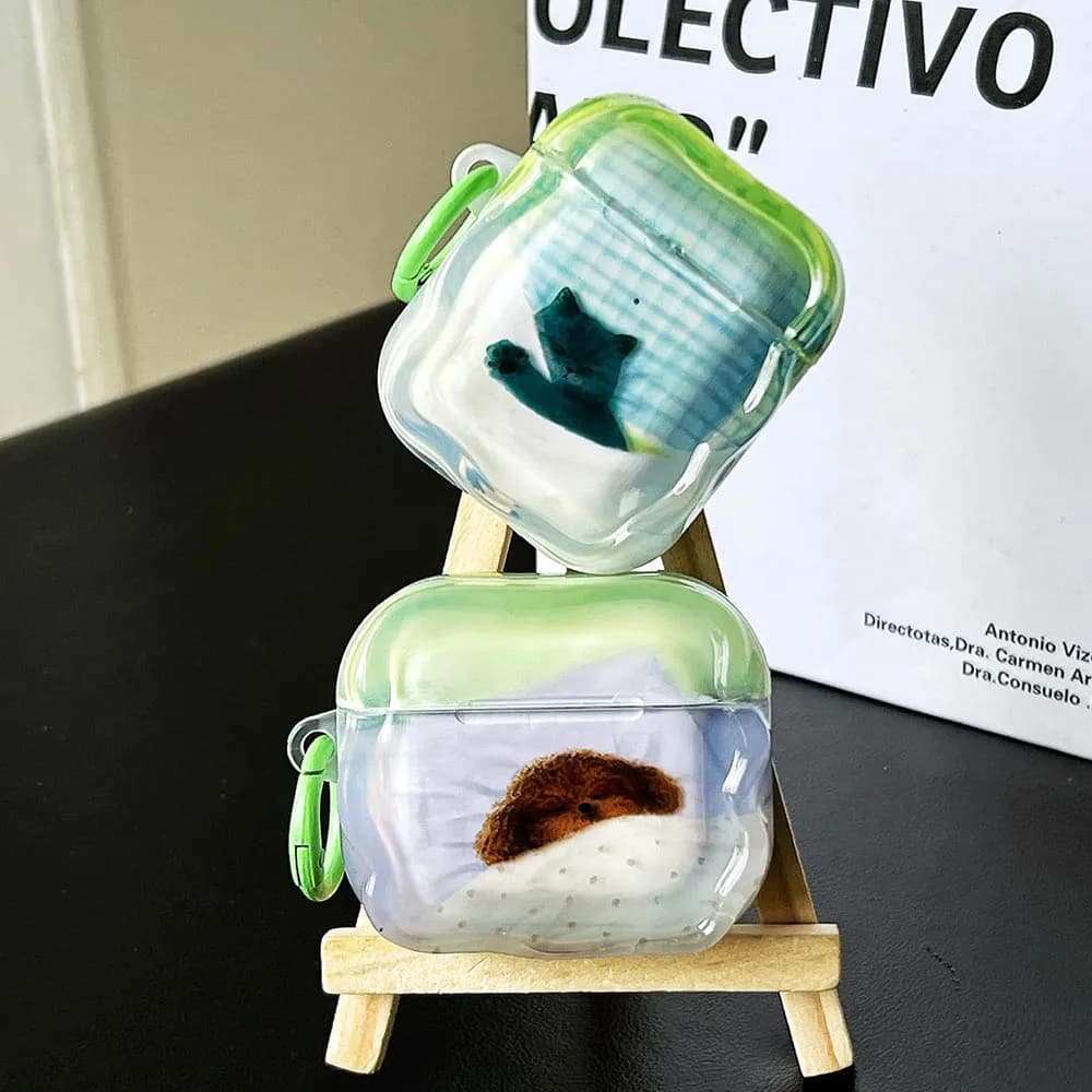 Per AirPods Pro 2 Custodia protettiva per auricolari Ins Graffiti Puppy Dog Cat Custodia per auricolari per Apple AirPods 1/2/3/4 Cover con gancio