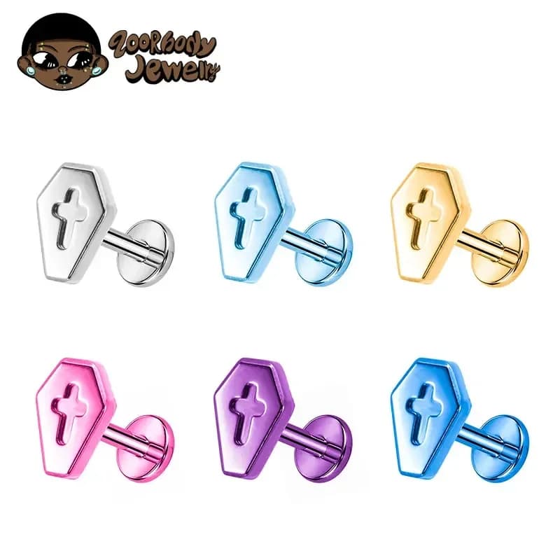 ASTM F136 Titanio Piercing Gotico Bara Croce Labret Trago Elica Conchiglia Cartilagine Orecchino a perno Labbro Naso Penetranti Gioielli per il corpo
