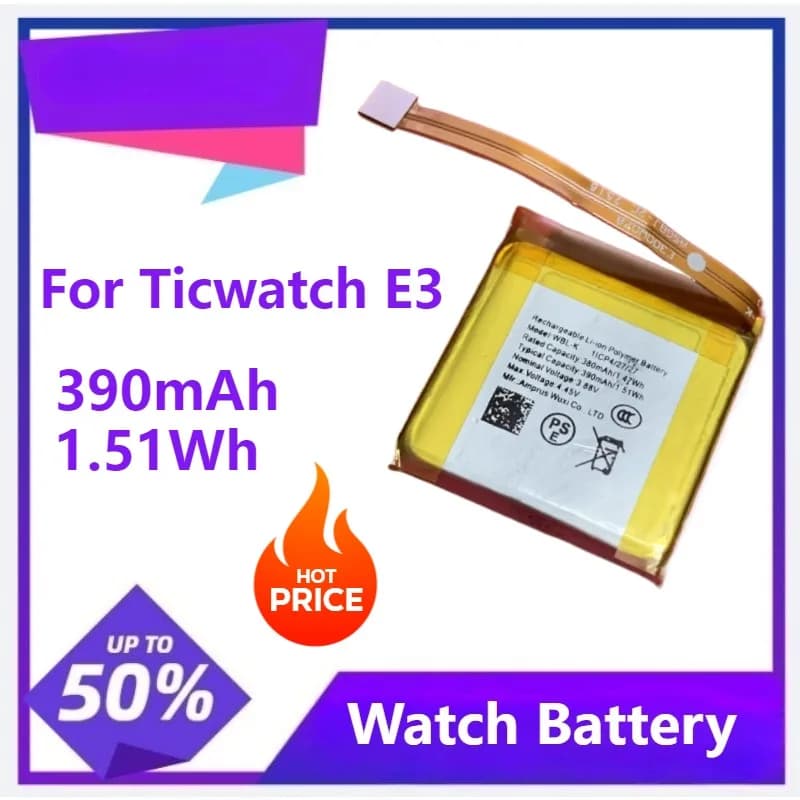 WBL-K nuovissima batteria da 390 mAh per Ticwatch E3 E 3 Smart Watch Bateria 390 mAh 1,51 Wh