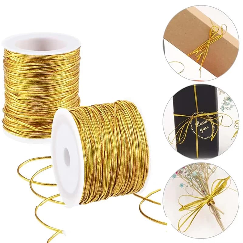 Metal elastic cords, stretch cable, metal rope for gift wrappings Christmas decoration DIY, 20 m/roll 1.5 mm
