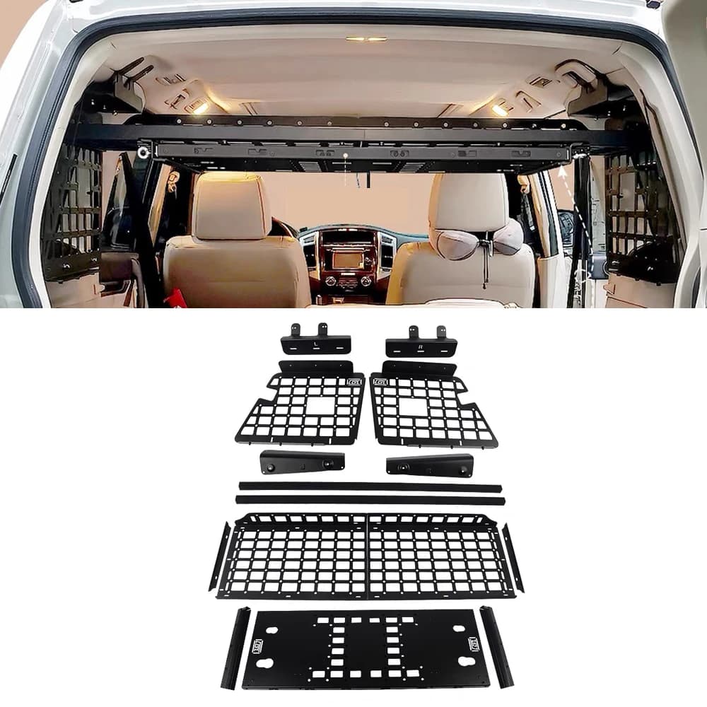 Portapacchi in alluminio per organizer per bagagliaio con pannello modulare Molle per Mitsubishi Pajero V93 V97 V98 2007-2021 5 porte