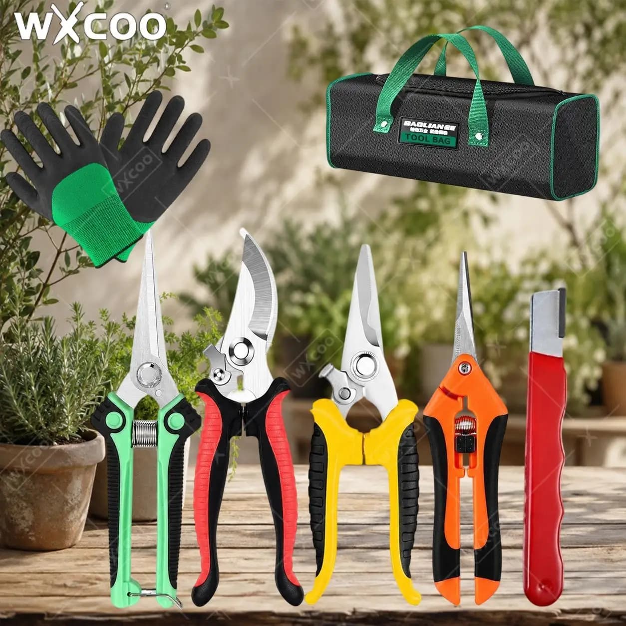 Stainless Steel Multifunctional Pruning Shears Gardening Scissors Set with Storage Bag for Fruit Trees Flowers and Branches