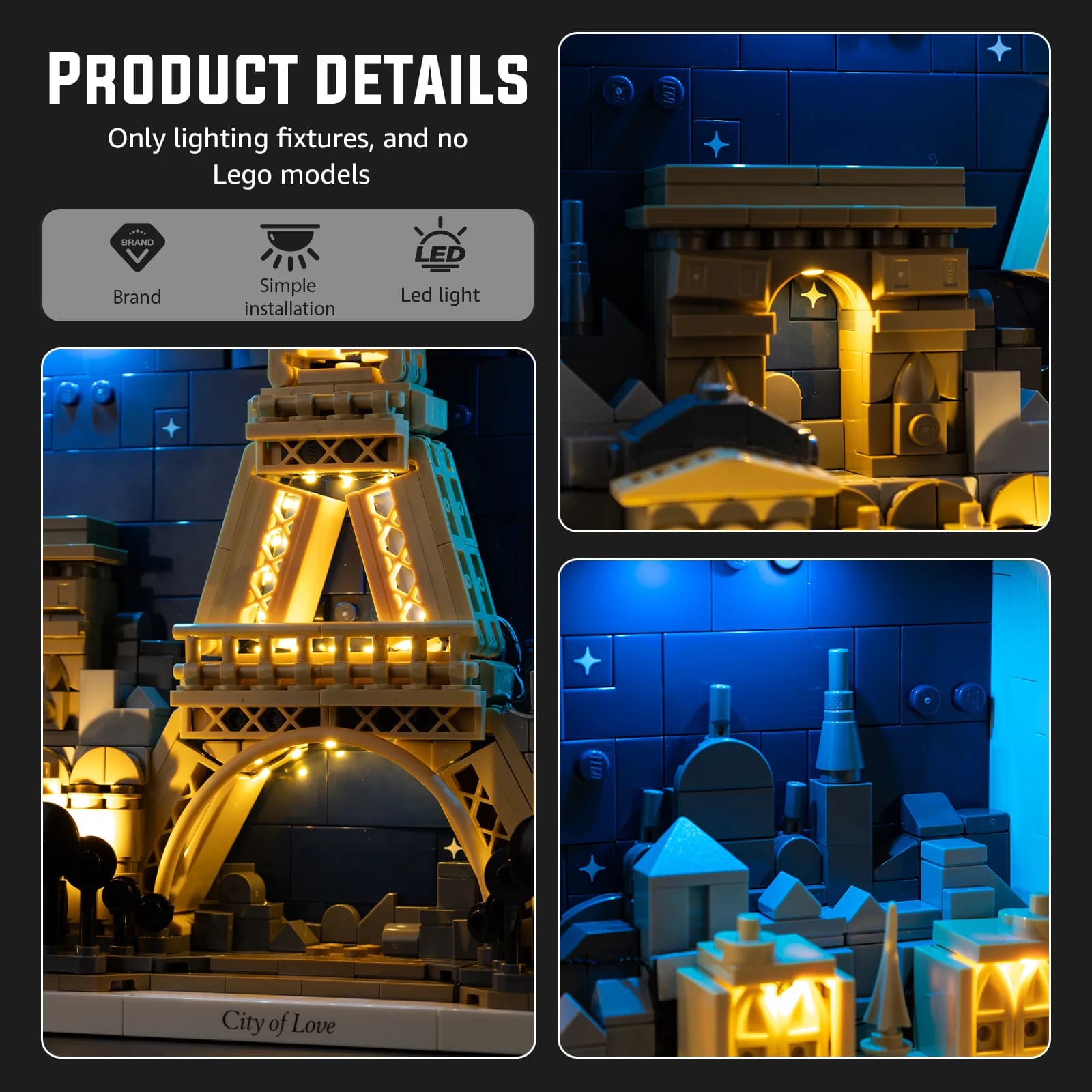 LED Lighting Kit Compatible with Lego Paris City of Love Architectural 21064
