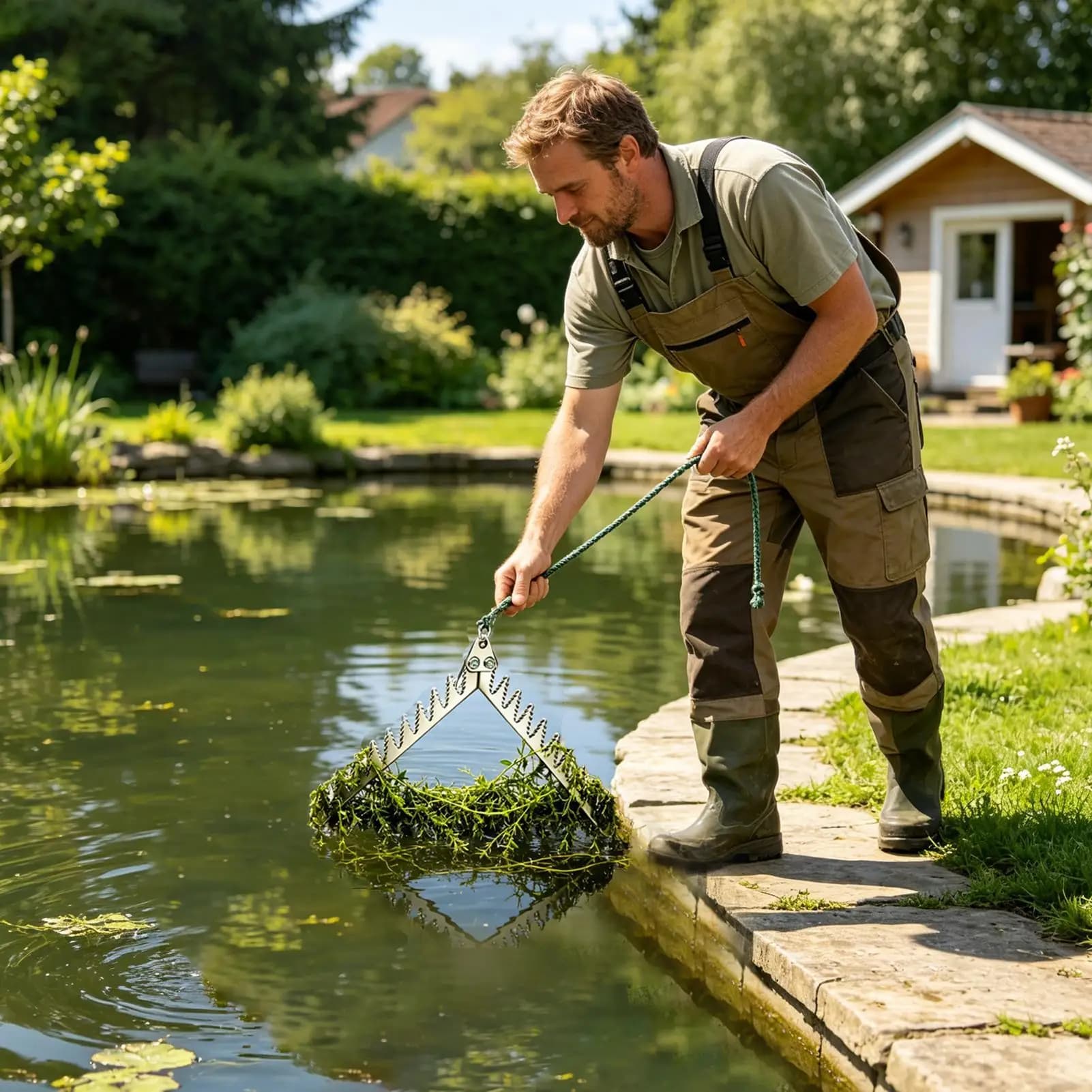 Heavy-Duty Foldable Aquatic Plants Grass Cutter Weeder With 20m Rope Water Weeds Remover For Lake Pond Pool Boat Canoe Fishing