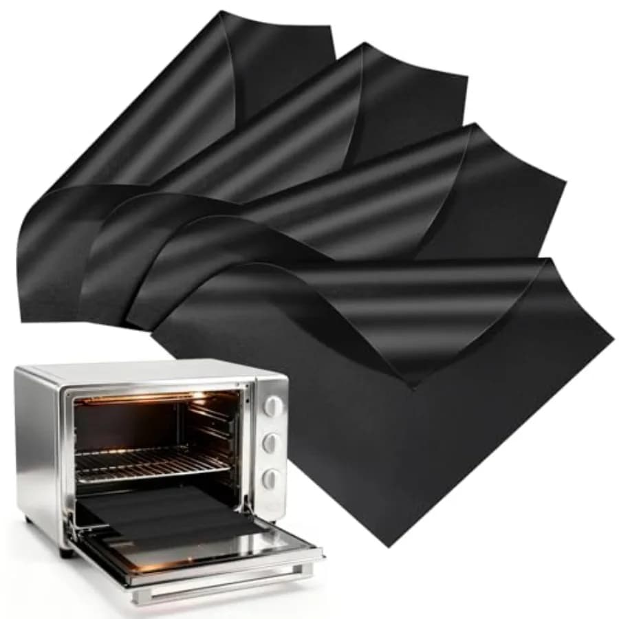 4 Pack Oven Liners for Bottom of Oven, 11.6" x 11.6" Reusable Non-Stick Toaster Oven Liner, Trim-to-Fit Air Fryer Oven Liners C