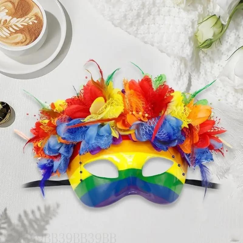 39BB Half Face Mask Rainbow Masquerade Mask Evening Proms Mask Mardi Gras Mask Halloween Party Mask Carnivals Mask