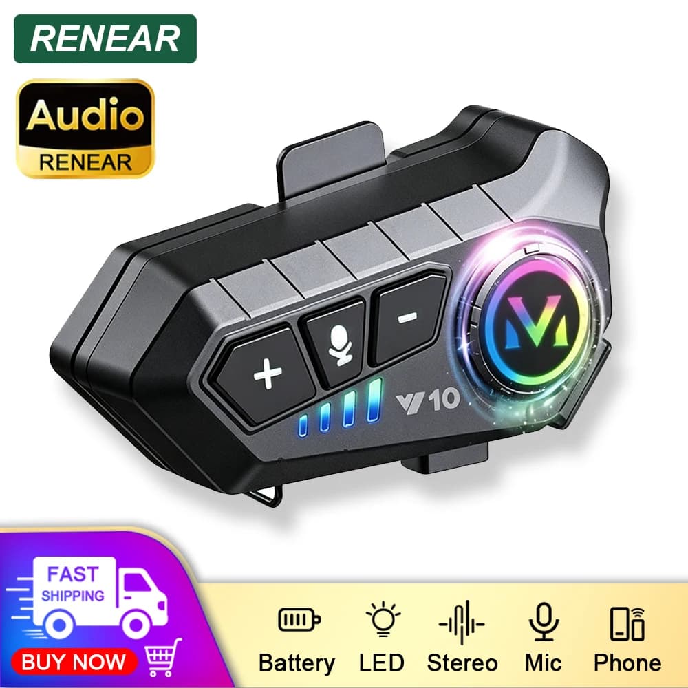 3D Motorcycle Helmet Headset With LED Earphone Bluetooth 5.3 Stereo Waterproof For Android Ios Smart i Phone Universal Headset