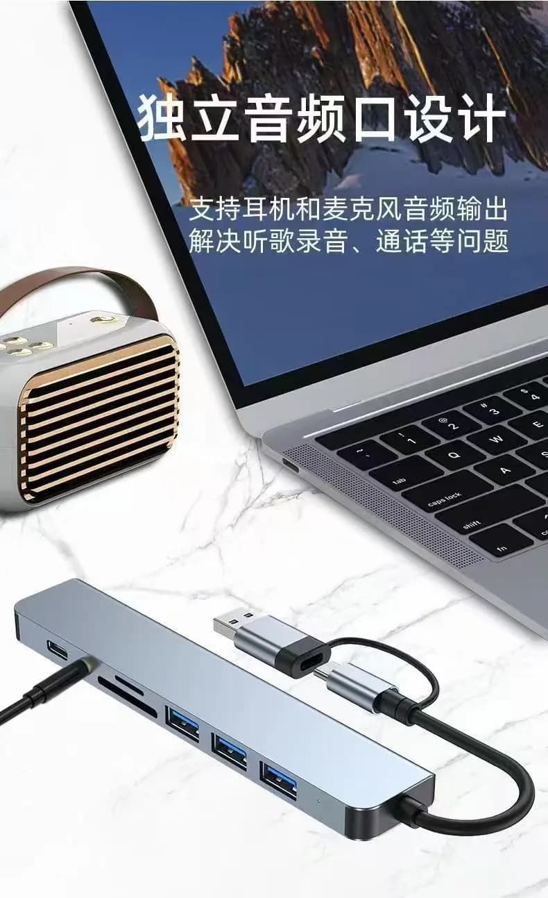 Hub USB C, Splitter Tipo C, Docking Station Thunderbolt 3, Adattatore per Laptop