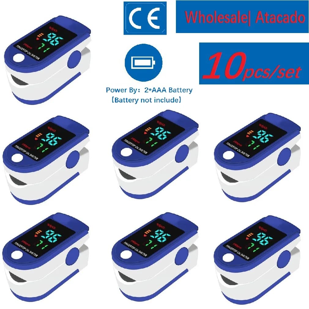 10PCS Finger Pulse Oximeter SpO2 Blood Oxygen Saturation Monitor with Rate Measurements Meter Medical Digital LED Heart Rate