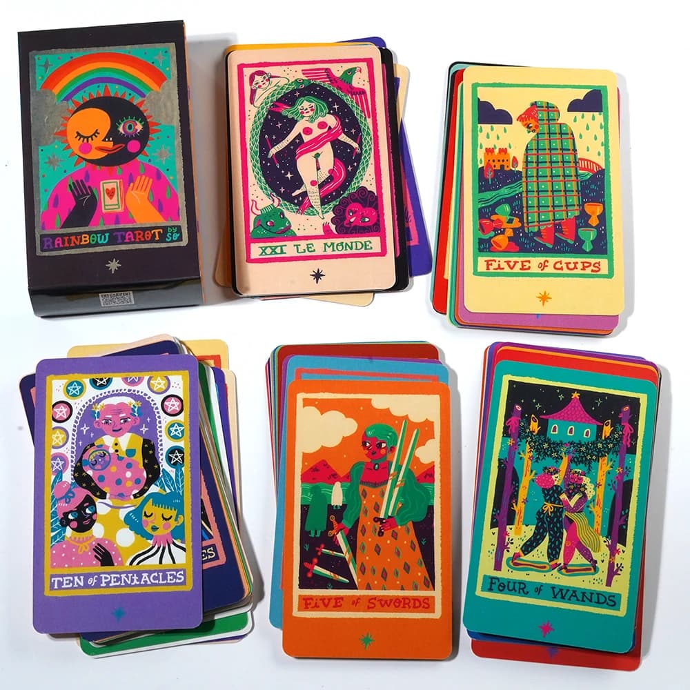 The Rainbow Tarot 78 Tarot Deck carte dei tarocchi originali per principianti e strumenti di divinazione dei tarocchi di Seer leggero il mazzo dei tarocchi del cavaliere