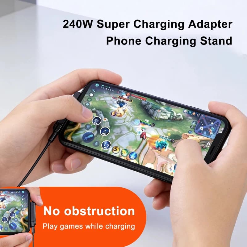 240W Phone Stand Adapter with Type C Port,2 in 1 Invisible Holder Fast Charging Adapter for Smart Phones,Gaming,Office,Travel