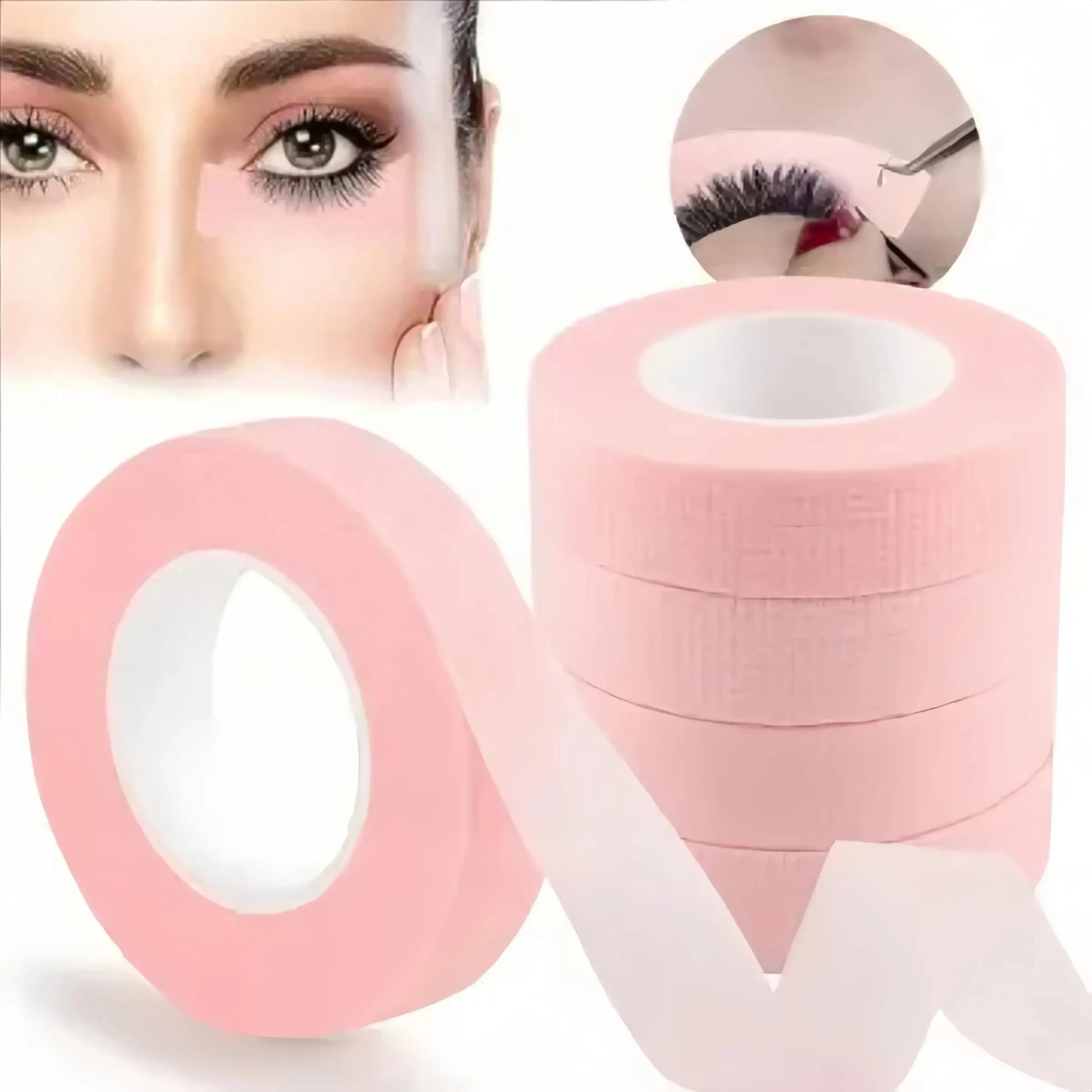 Set di Adesivi Protettivi Monouso Rosa per Occhi (10 Pezzi), Include 3 Rotoli di Nastro per Extension Ciglia, Previene le Macchie per Eyeliner, Ombretto, Mascara e Trucco
