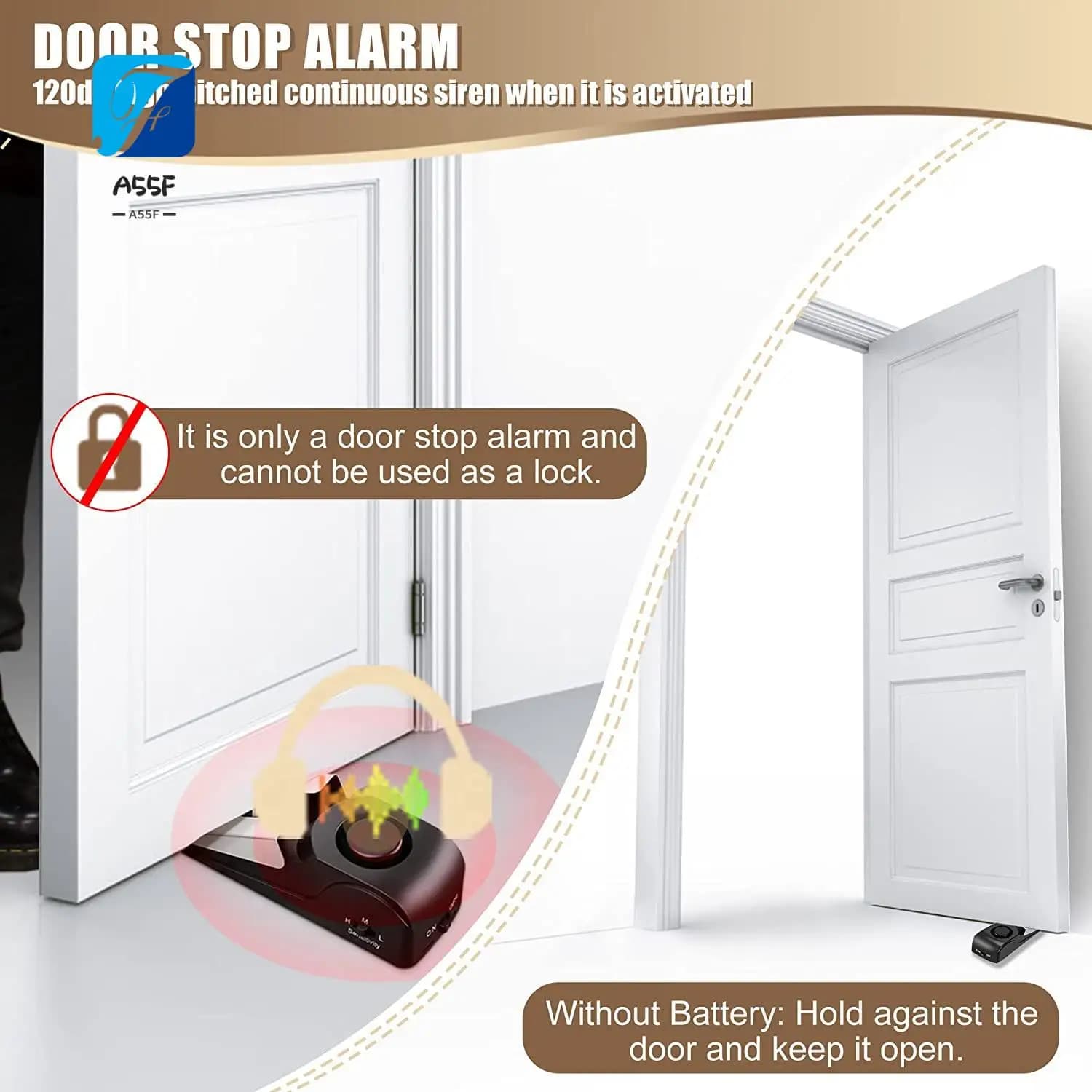 Allarme porta allarme arresto porta A55F-2 con sirena di sicurezza 120DB per allarmi porta di sicurezza domestica